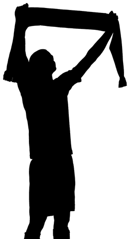 Silhouette of man with scarf on transparent background vector