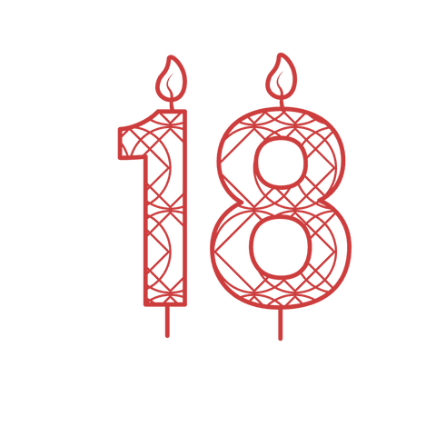 Transparent Red 18 Birthday Candle with Pattern Illustration - Download Free Stock Videos Pikwizard.com