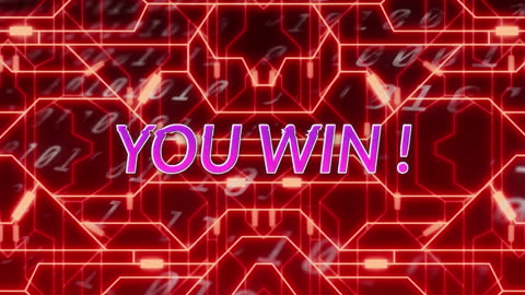 Animated You Win Text on Digital Circuit Background