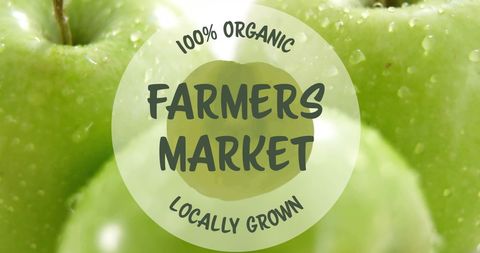 100% Organic Farmers Market Banner with Fresh Green Apples - Download Free Stock Images Pikwizard.com