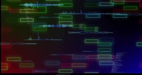 Futuristic Interface with Neon Waves and Digital Patterns