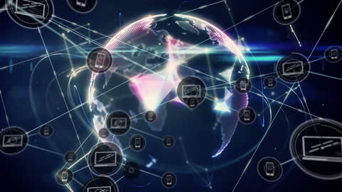 Globe with Network Connections and Digital Icons