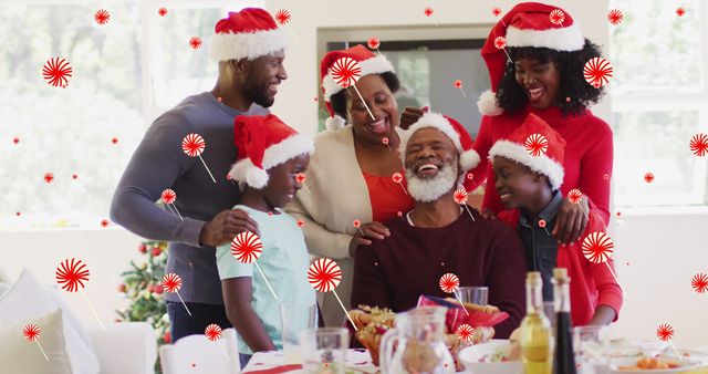 Family Celebrating Christmas Together with Santa Hats - Download Free Stock Images Pikwizard.com