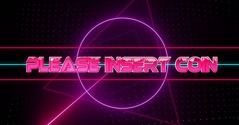 Retro Neon Please Insert Coin Digital Interface - Download Free Stock Images Pikwizard.com