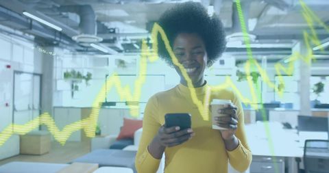 Financial Data Analysis with African American Female Professional in Modern Office