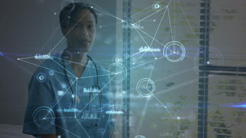 Medical Professional Analyzing Digital Data Network