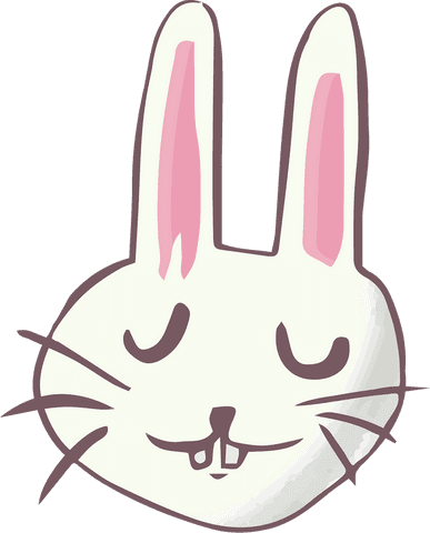 Cute Digital Rabbit Face Illustration on Transparent Background