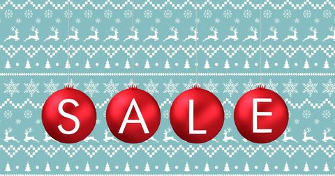Festive holiday sale with red christmas ornaments