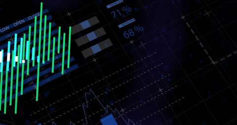Digital Display of Financial Data Analytics and Graphs - Download Free Stock Images Pikwizard.com