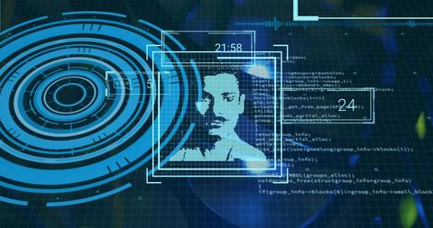 Futuristic Digital Interface with Facial Scan and Code - Download Free Stock Images Pikwizard.com