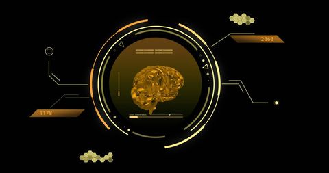 Futuristic Brain Data Visualization on Black Background