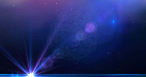 Leo zodiac symbol with glowing stars background