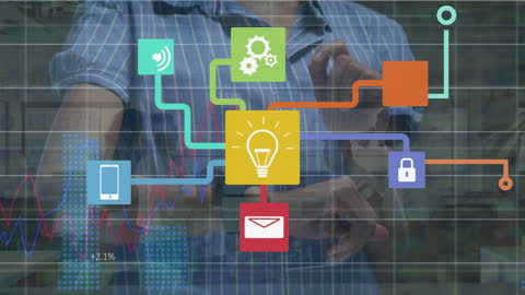 Businesswoman Analyzing Digital Data with Smartwatch Interface