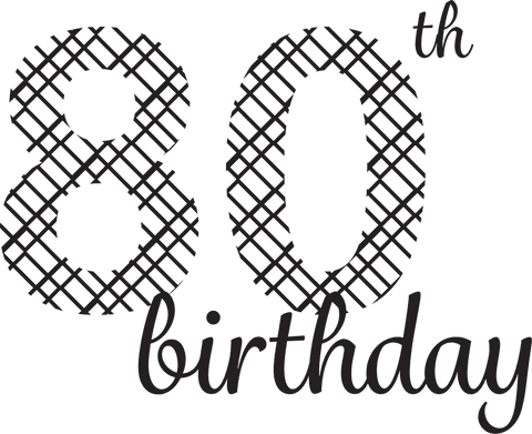 80th birthday graphic on transparent background for celebrations