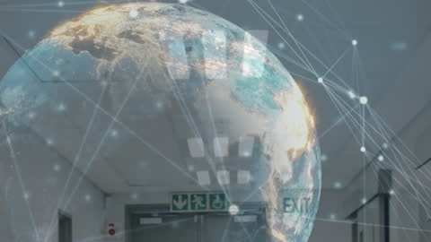 Globe and Connected Dots in Hospital Setting