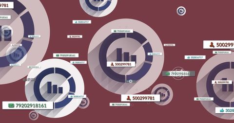 Digital Network Analysis with Media Icons on Red Background