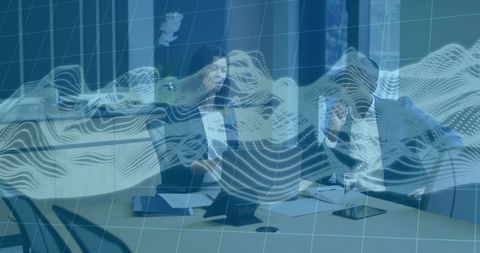 Business Strategy Meeting with Data Innovation Overlay