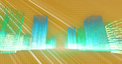 Futuristic Neon Virtual Cityscape with Digital Light Trails