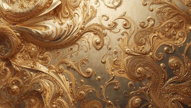 Ornate baroque gold filigree pattern with acanthus motifs