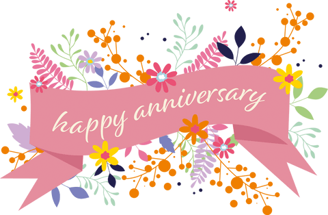 Happy Anniversary Floral Concept with Transparent Background
