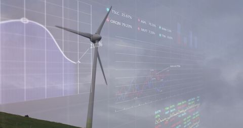 Wind Turbine with Digital Data Overlay Illustrates Renewable Energy Analytics - Download Free Stock Images Pikwizard.com