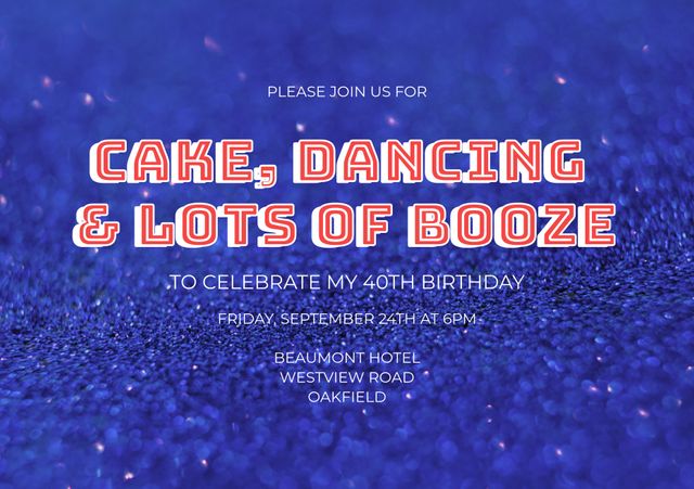 Festive Birthday Invitation with Glittering Blue Background - Download Free Stock Videos Pikwizard.com