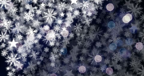 Snowflakes and Light Patterns on Dark Background