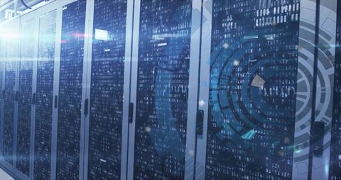 Advanced Data Center Servers with Digital Holographic Interface - Download Free Stock Images Pikwizard.com