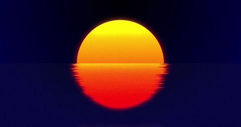 Abstract Digital Sunset Over Water on Black Background - Download Free Stock Images Pikwizard.com