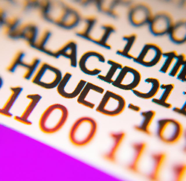 Close up of code with letters and numbers on white background. Text, writing and coding concept.