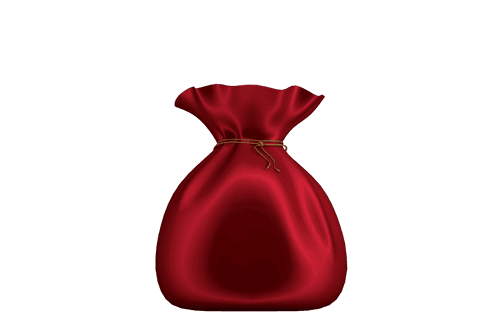 Red Christmas Gift Sack on Transparent Background