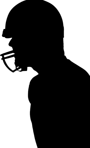 Transparent silhouette of american football player in dynamic pose