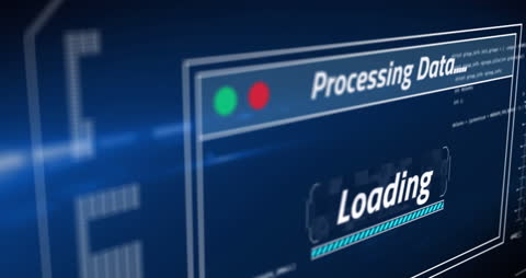 Futuristic Data Processing Animation with Loading Bar
