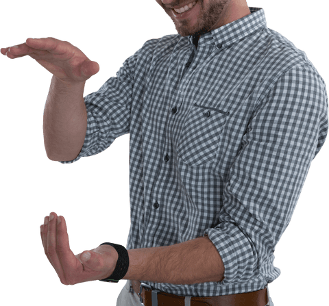 man gesturing holding transparent object, plaid shirt style - Download Free Stock Videos Pikwizard.com