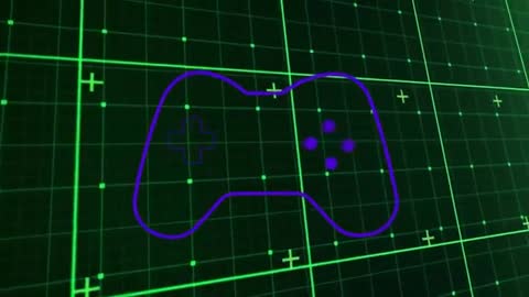 Digital Game Controller Blueprint on Futuristic Grid Background