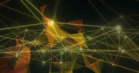 Abstract Network With Lighted Connections on Black Background - Download Free Stock Images Pikwizard.com