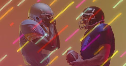 American Football Players With Neon Overlay and Dynamic Lines