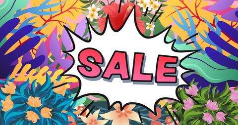 Floral Explosion Sale Banner with Bold Text Display