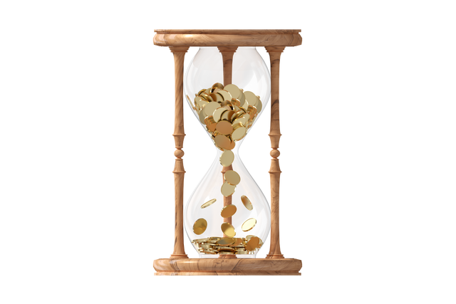 Transparent Wooden Hourglass with Flowing Gold Coins - Download Free Stock Videos Pikwizard.com