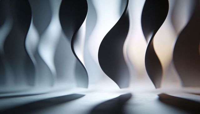 Paper Wave Silhouettes Creating Rhythmic Backlit Abstract Composition