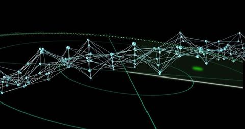 Futuristic network connections with digital scanning interface