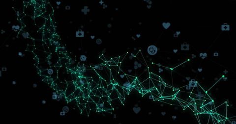 Glowing green network in virtual medical space concept