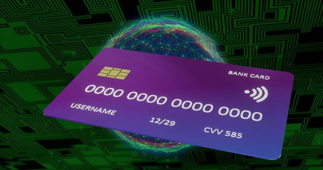 Digital Credit Card with Global Data Processing - Download Free Stock Images Pikwizard.com