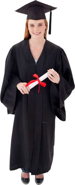 Smiling Teenage Girl Holding Diploma in Graduation Robe, Transparent Background - Download Free Stock Videos Pikwizard.com