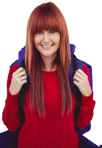 smiling woman with backpack on transparent background - Download Free Stock Videos Pikwizard.com