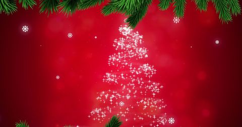 Glittering Christmas Tree with Pine Branches Background - Download Free Stock Images Pikwizard.com