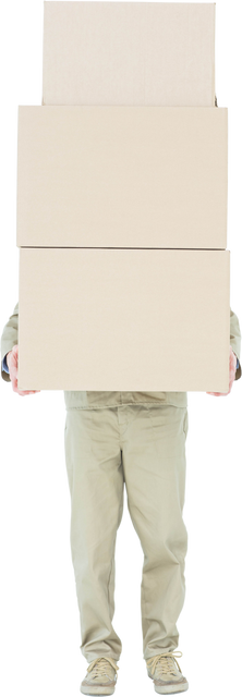 Transparent Delivery Worker Carrying Tall Stack of Boxes - Download Free Stock Videos Pikwizard.com