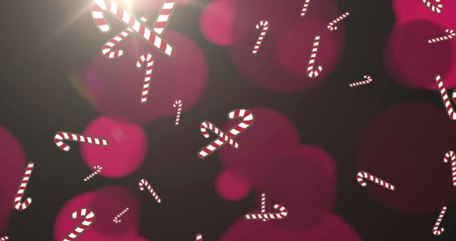 Festive Falling Candy Canes Against Sparkling Background - Download Free Stock Images Pikwizard.com