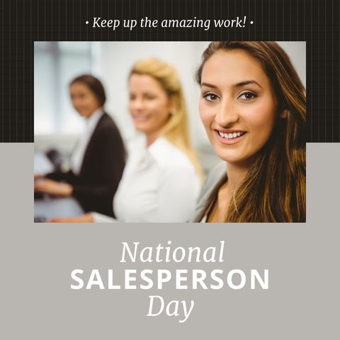 Celebrating National Salesperson Day with Smiling Businesswomen - Download Free Stock Templates Pikwizard.com
