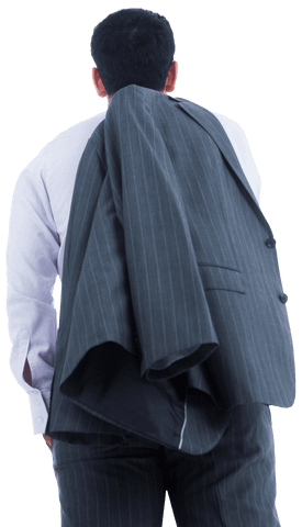 Back View Asian Businessman with Jacket on Transparent Background